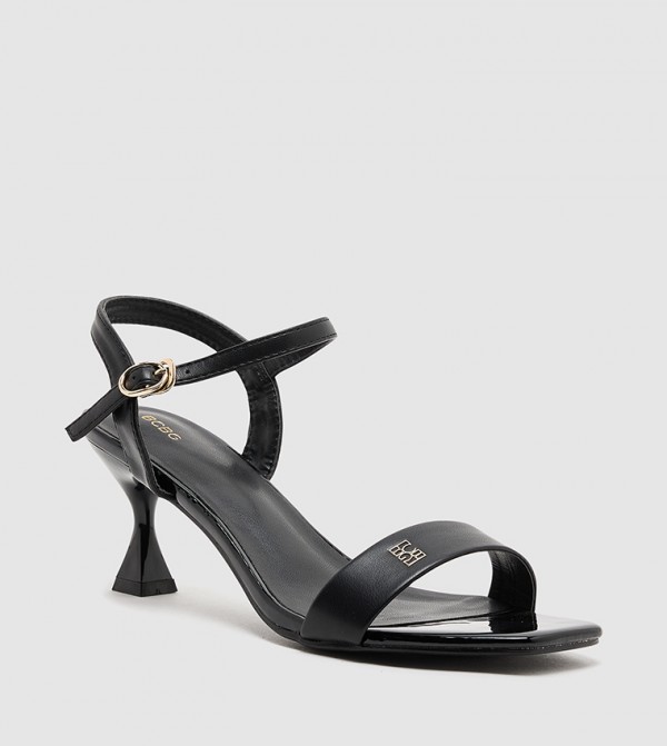 Logo Detail Open Toe Heel Sandals