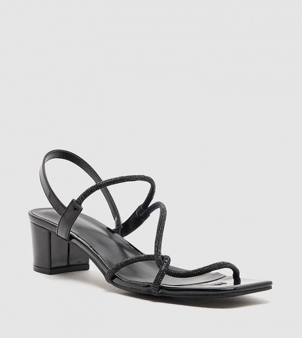 Square Toe Strappy Heeled Sandals