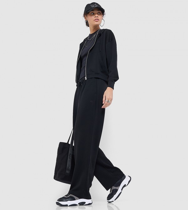 Solid Drawstring Waist Straight Fit Pants