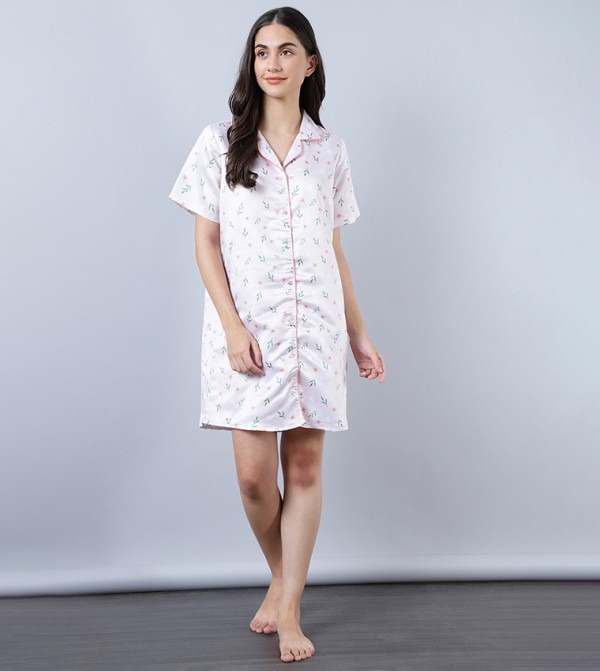 Printed Night Shirt Dress