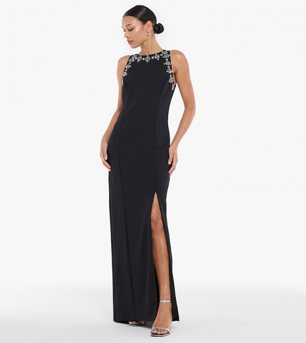 Embellished Sleeveless Maxi Party Dress