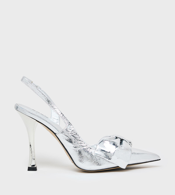 Metallic Pointed Toe Slingback Pumps