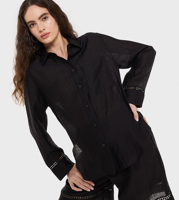 Lace Trim Long Sleeves Shirt
