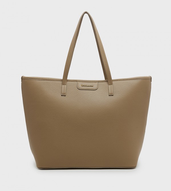 Textured Zip Closure Tote Bag