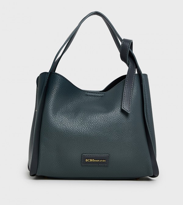 Textured Zip Closure Shoulder Bag
