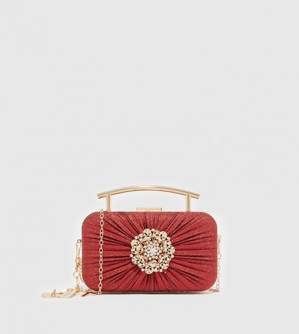 Chain Strap Textured Clutch