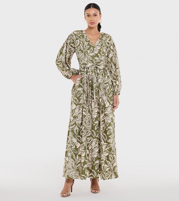 Floral Printed V-Neck Maxi Dress
