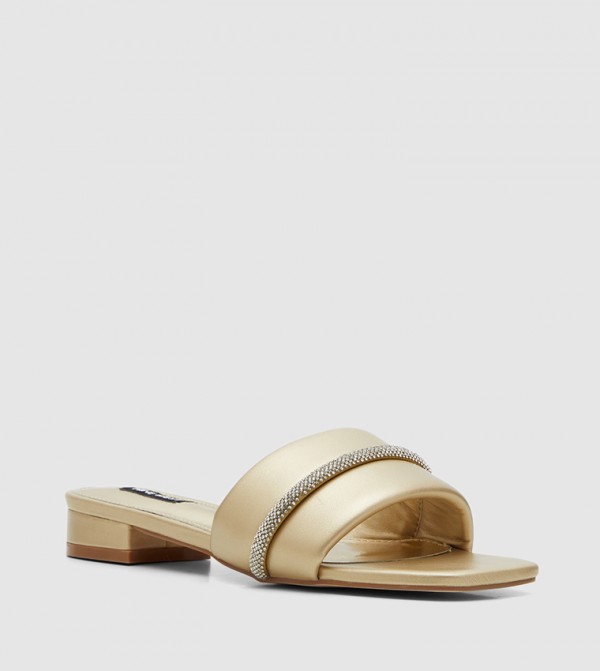 Embellished Flat Slide Sandals