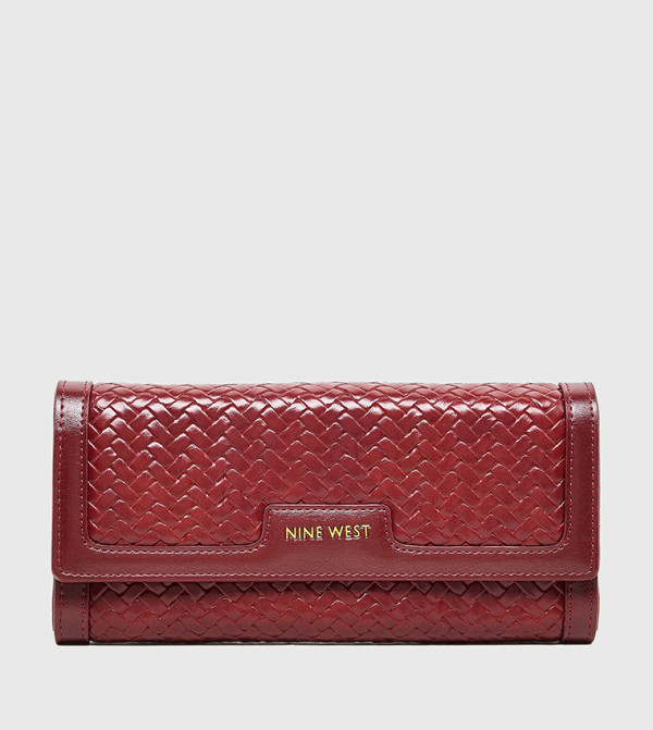 Textured Snap Button Long Wallet