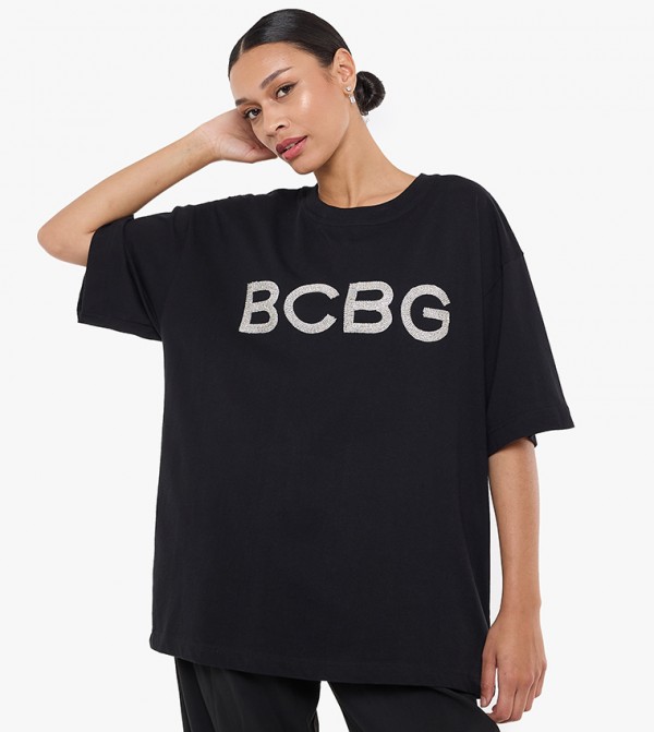 Logo Embellished Short Sleeves Oversized T-Shirt