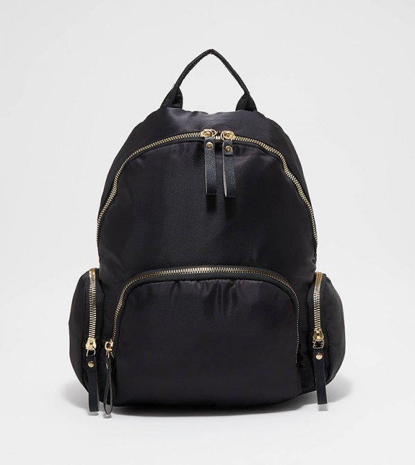 Solid Zippered Backpack