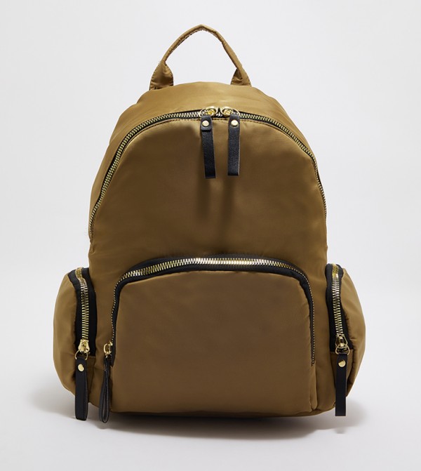 Solid Zippered Backpack