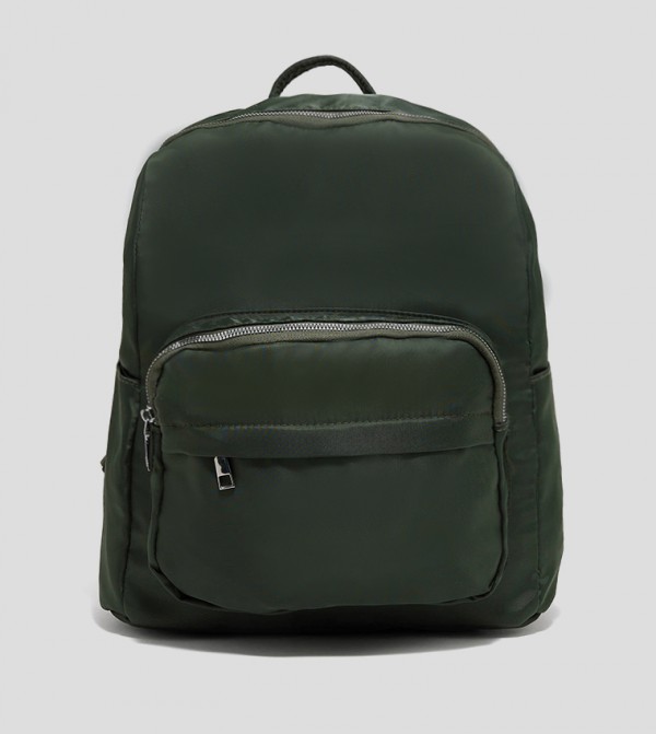 Solid Zippered Backpack