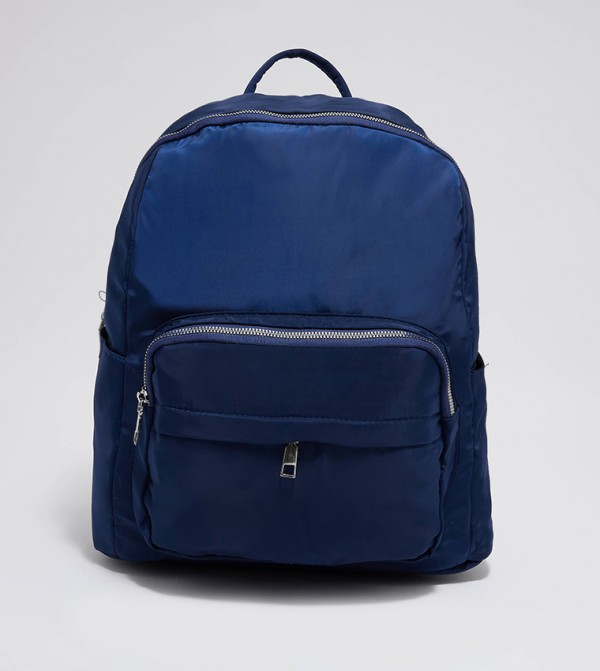 Solid Zippered Backpack