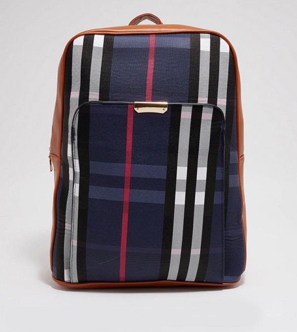 Plaid Zippered Backpack