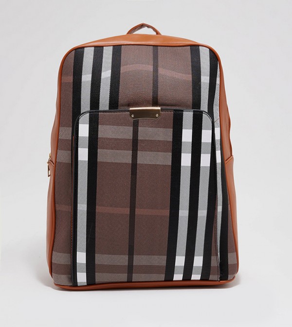 Plaid Zippered Backpack
