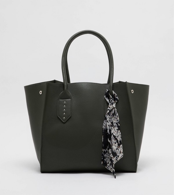 Textured Scarf Detail Tote Bag