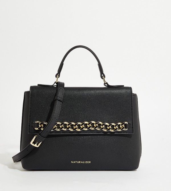 Logo Detail Metal Accent Satchel Bag