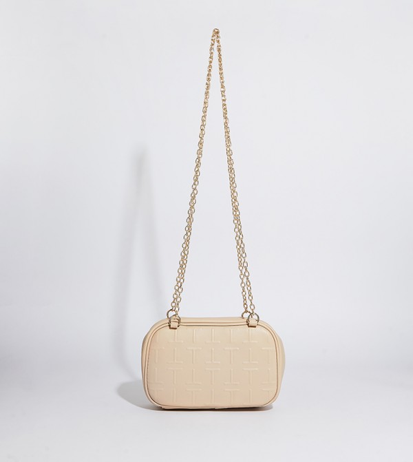 Textured Chain Handle Cross Body Bag