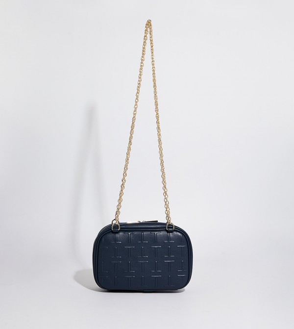 Textured Chain Handle Cross Body Bag