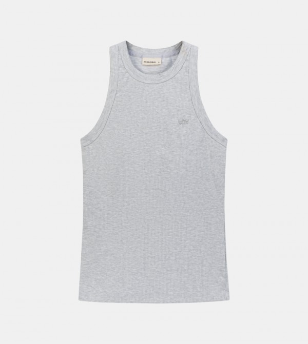 Ribbed Crew Neck Tank Top