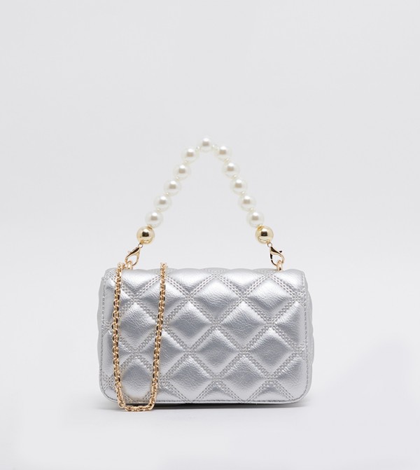 Solid Quilted Top Handle Bag