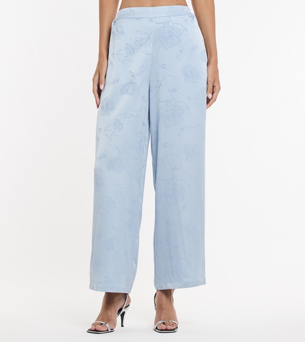 Jacquard Elastic Waist Straight Fit Pants