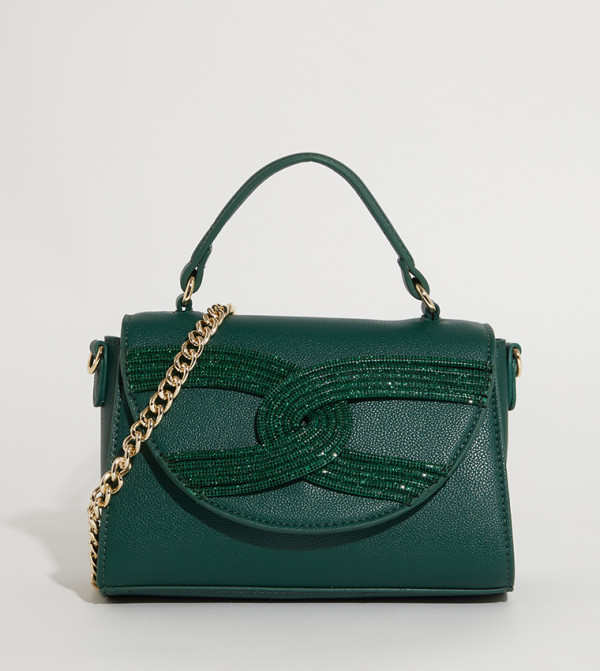 NHB SPARKLE Embellished Chain Handle Crossbody Bag