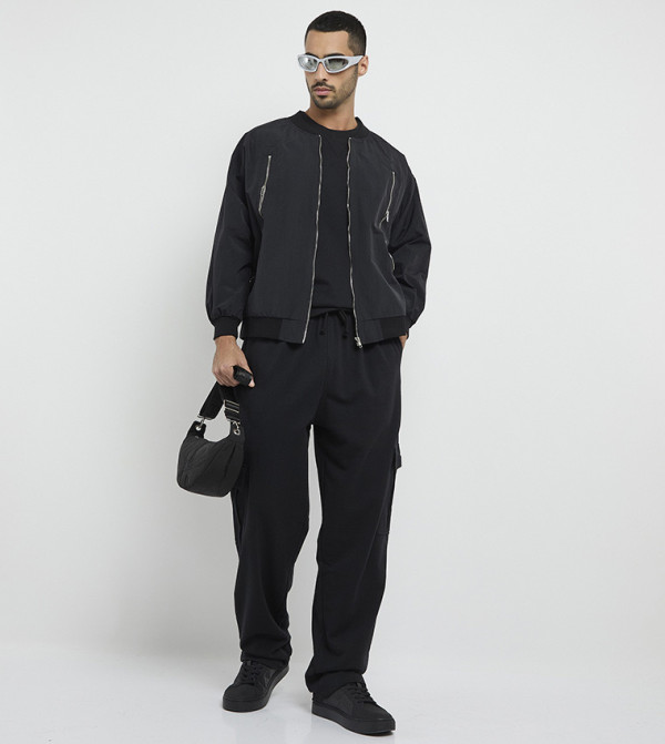 Solid Zip-Through Bomber Jacket