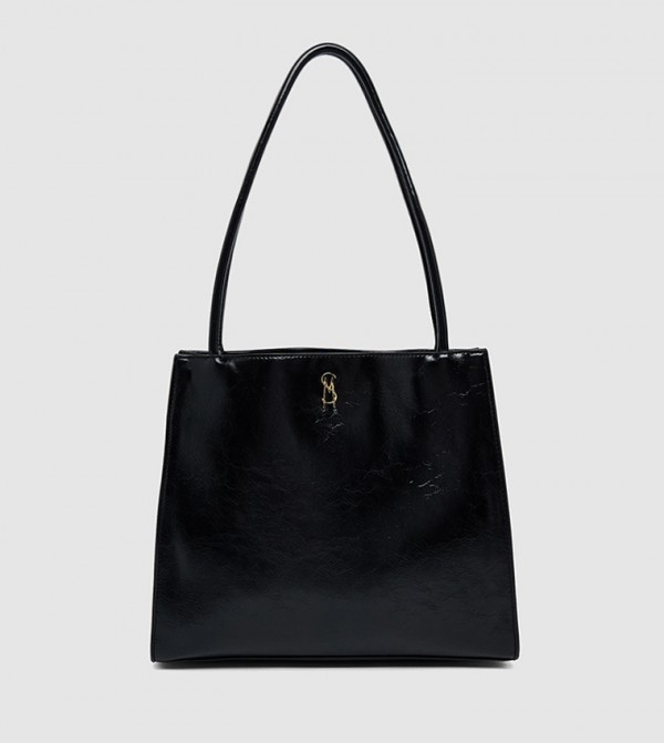 Textured Zip-Closure Shoulder Bag