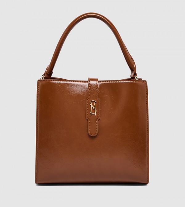 Monogram Snap Button Closure Tote Bag