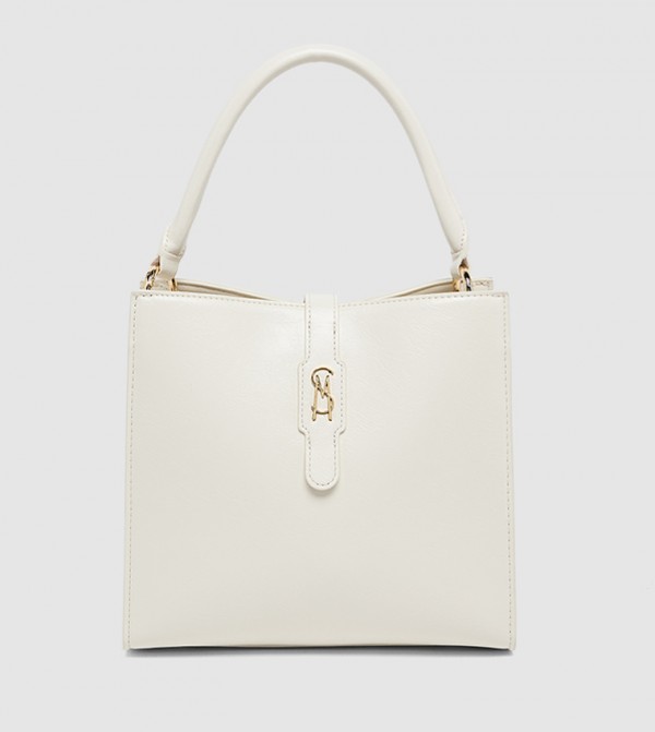 Monogram Snap Button Closure Tote Bag