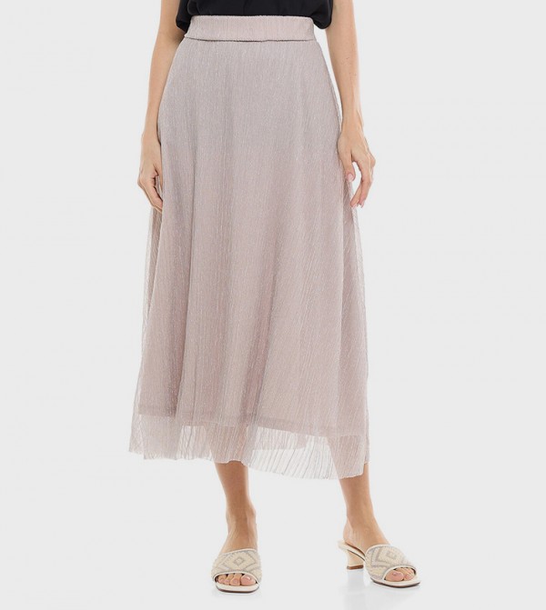 Glittered Midi Skirt with Elastic Waist