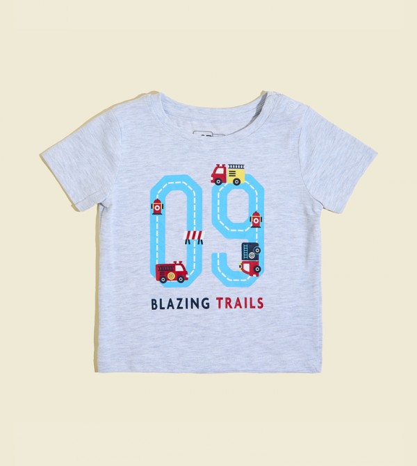 Graphic Print T-Shirt with Crew Neck and Short Sleeves