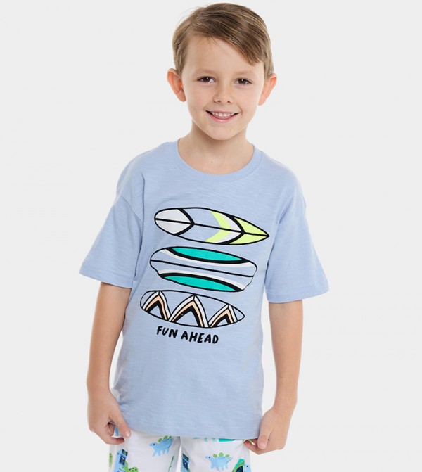 Printed T-Shirt with Crew Neck and Short Sleeves