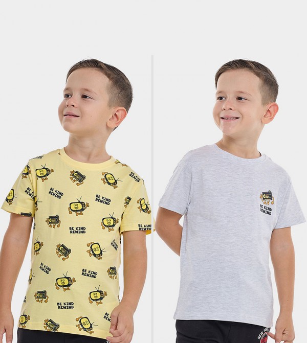 Printed T-Shirt with Crew Neck and Short Sleeves