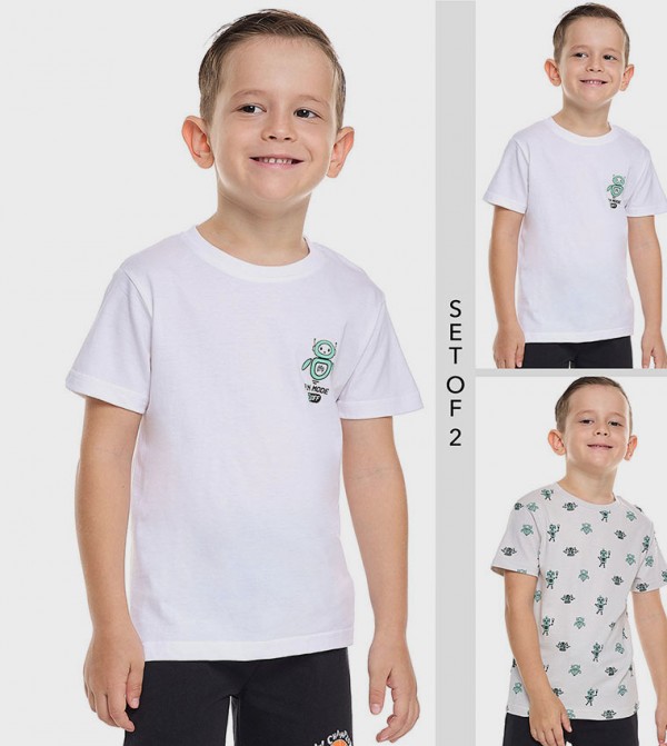 Printed T-Shirt with Crew Neck and Short Sleeves