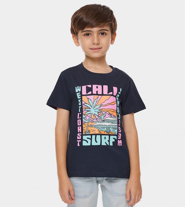 Printed T-Shirt with Crew Neck and Short Sleeves