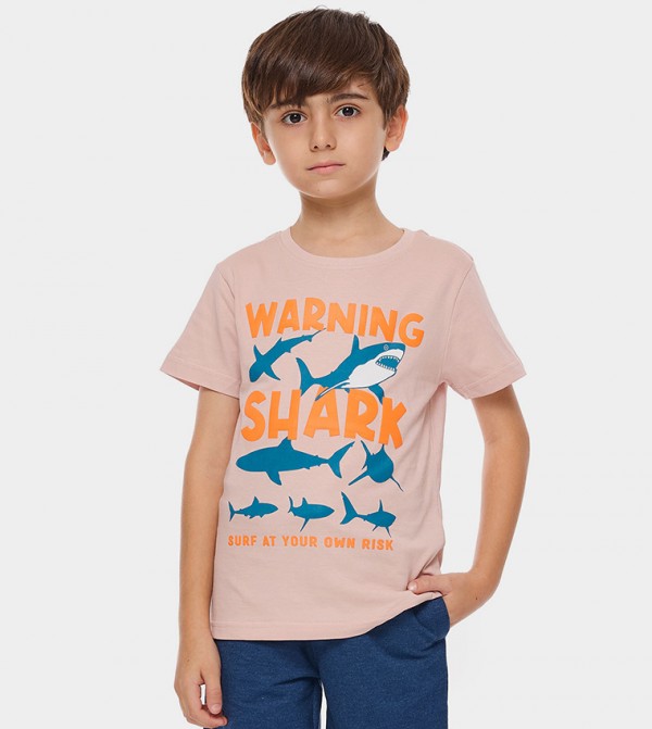 Printed T-Shirt with Crew Neck and Short Sleeves