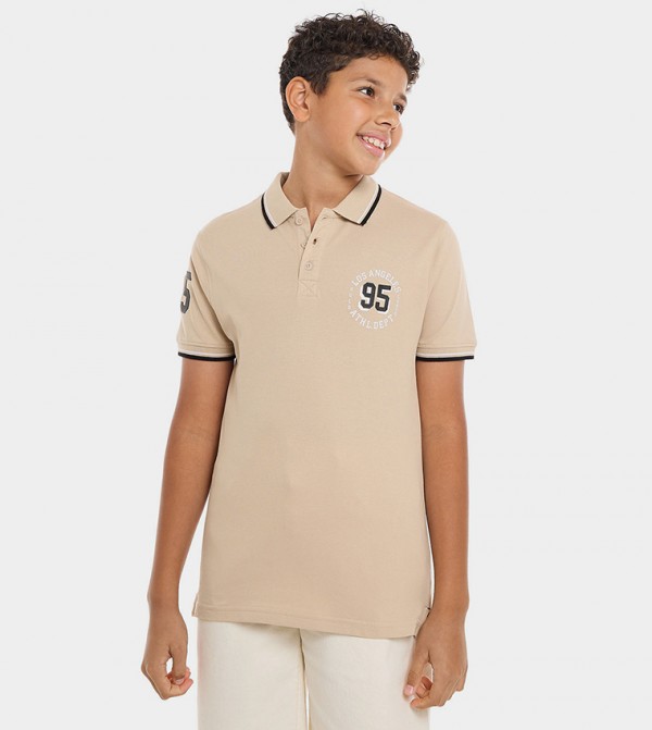 Printed Polo T-Shirt with Short Sleeves