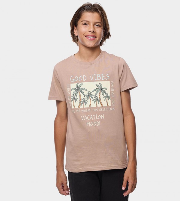 Printed T-Shirt with Crew Neck and Short Sleeves