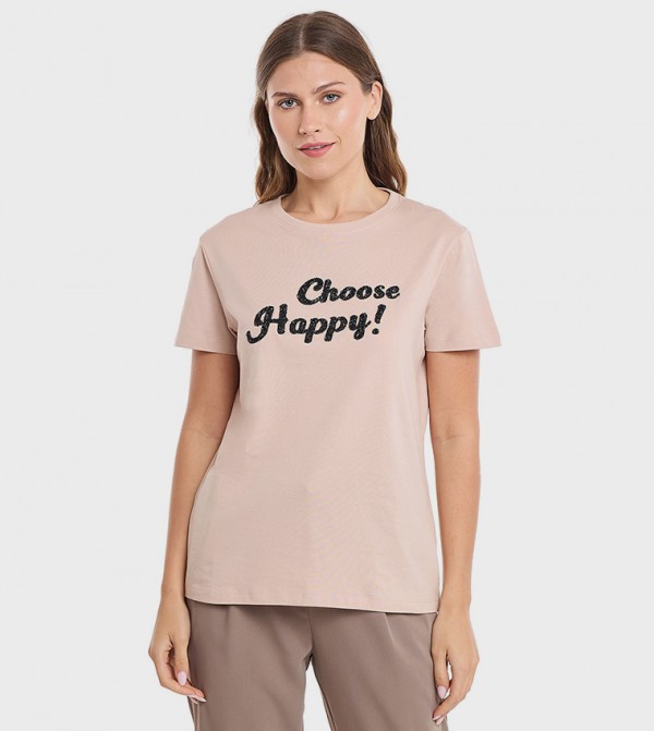Embellished T-Shirt with Crew Neck