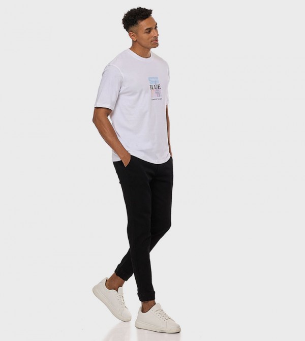 Solid Jogger Jeans with Drawstring Waist
