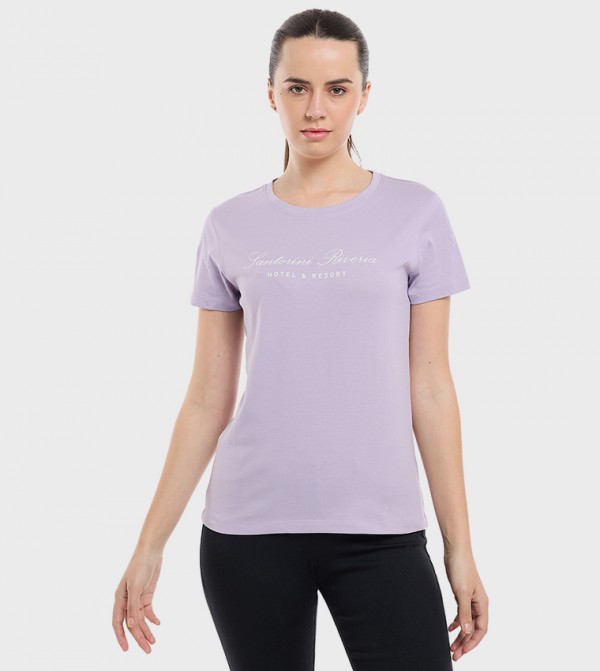 Printed T-Shirt with Crew Neck and Short Sleeves