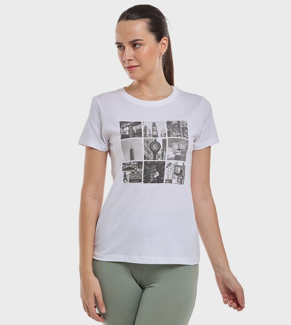 Graphic Print T-Shirt with Crew Neck