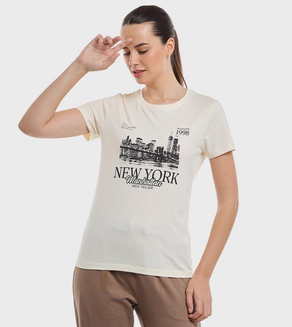 Graphic Print T-Shirt with Crew Neck