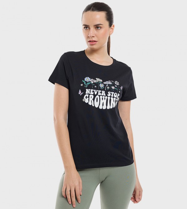 Graphic Print T-Shirt with Crew Neck