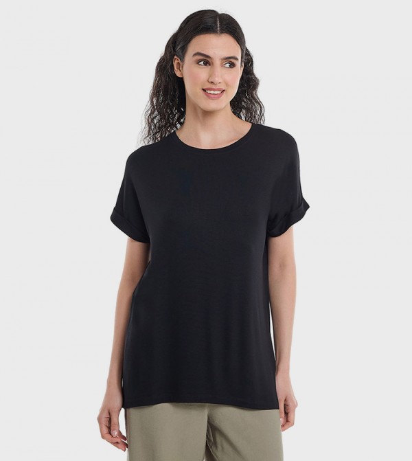 Ribbed Oversized T-Shirt with Crew Neck