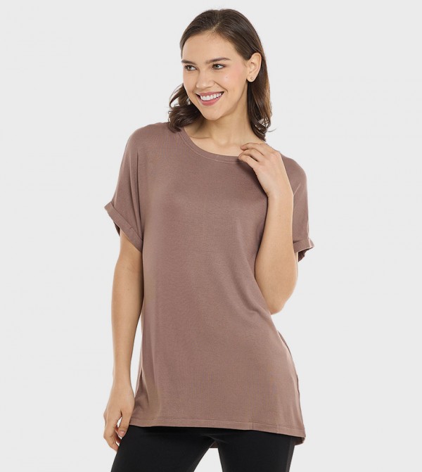 Solid T-Shirt with Round Neck and Short Sleeves