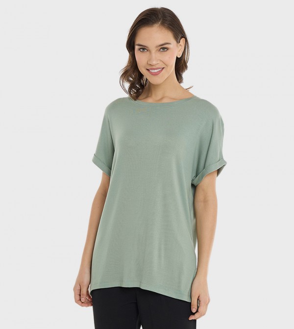 Solid T-Shirt with Round Neck and Short Sleeves